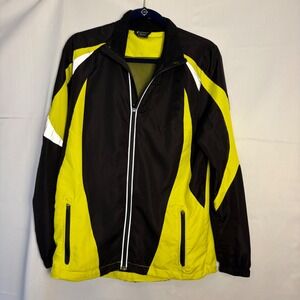 Foot Locker Mens Small Neon Yellow Black Reflective Full Zip Running Jacket